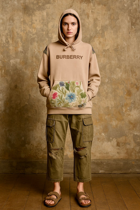Burberry, reworked Men’s 80s hooded cotton sweatshirt