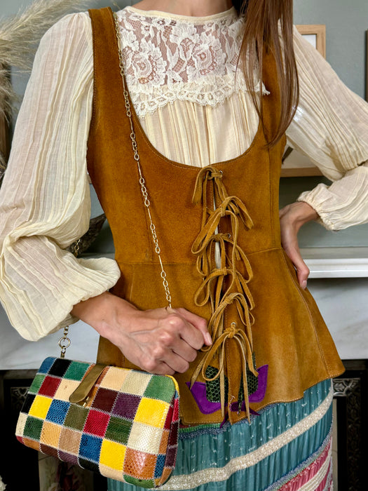 Effi, 70s suede embroidered waistcoat