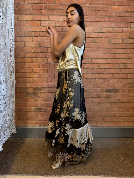 Tilly, reworked 20s beaded and voile print dress