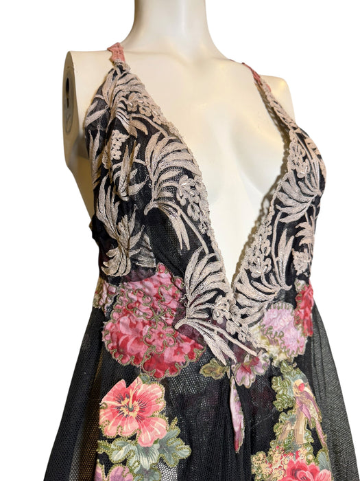 Amber, reworked 1940s French floral embroidered lace dress