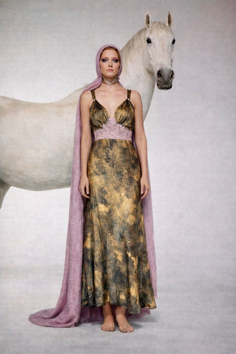 Marley, hand dyed original 20s silk and lace slip bias cut dress