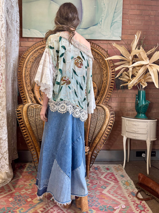 Goldie, 20s floral devoré and lace top