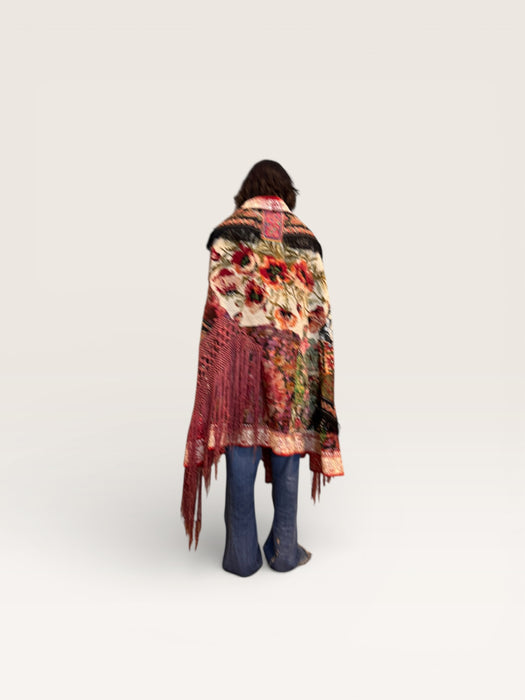 Fray, reworked Kashmiri embroidered and beaded cape