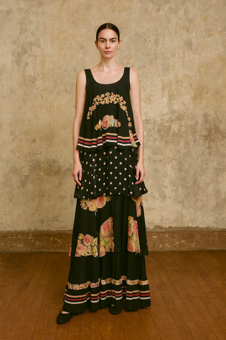 Vilschenko, silk floral print tiered dress