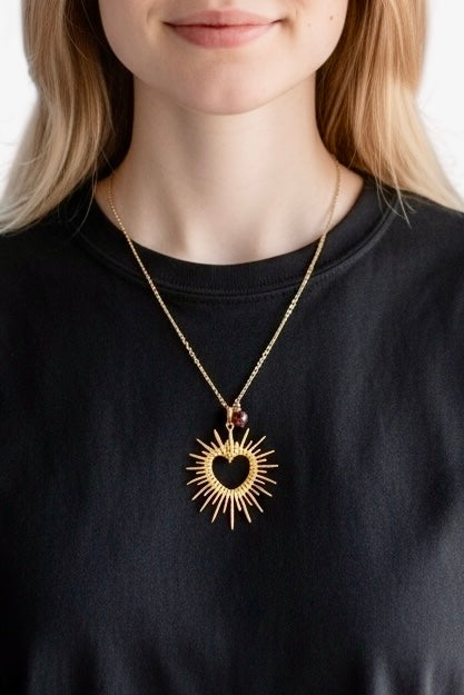 Ash, vintage 14c gold heart burst and droplet on a gold 14c chain