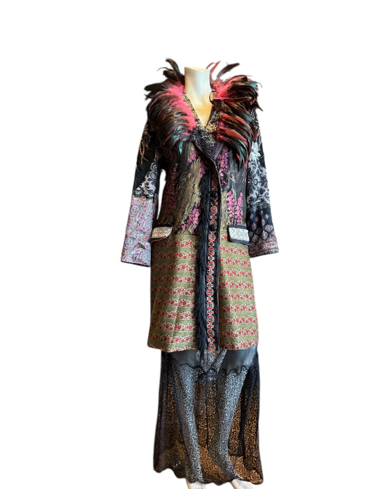Hattie, reworked 80s patchworked double breasted feather coat