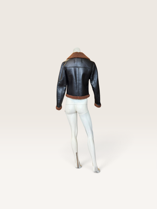 Beacon, faux leather teddy lined brown jacket