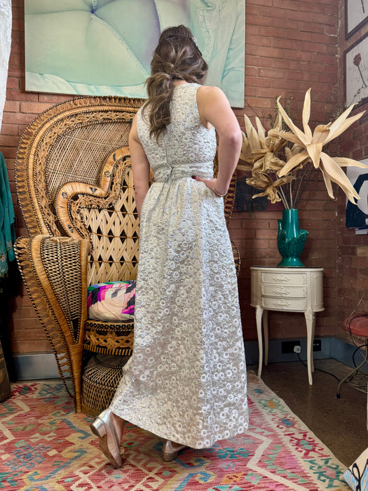Haley, 60s Silver brocade shorts and dress
