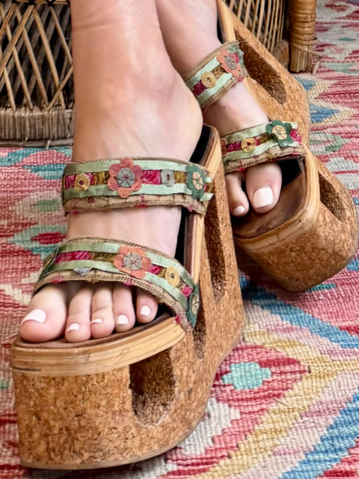 Shelly’s, 70s cork reworked platform shoes