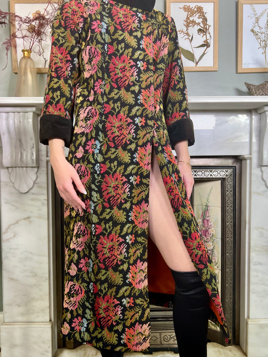 Yana, 20s floral tapestry coat