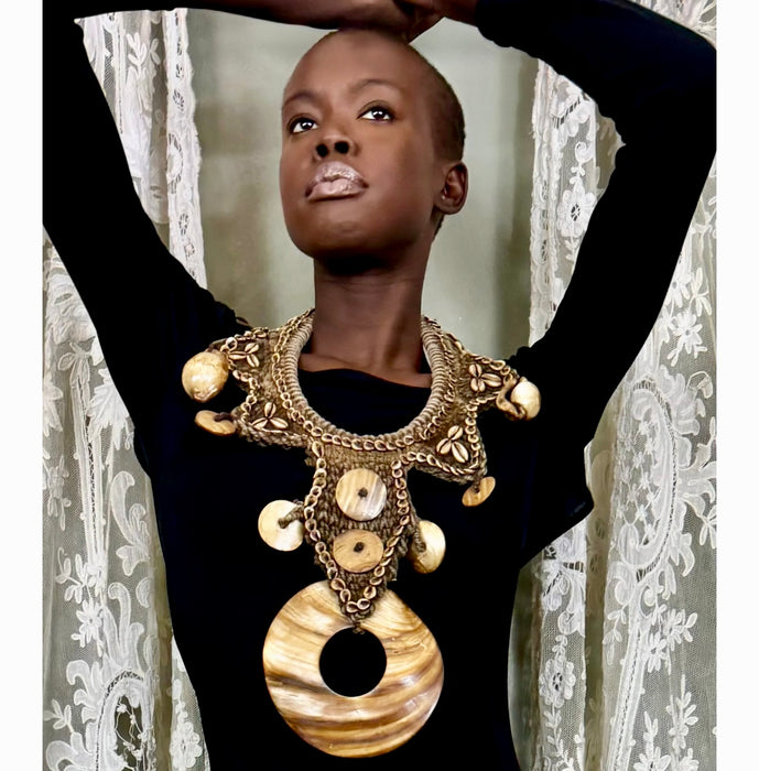 Monk, Antique African woven shell necklace