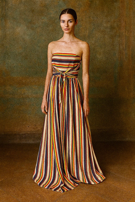 Tori, 40s striped silk long bustier dress