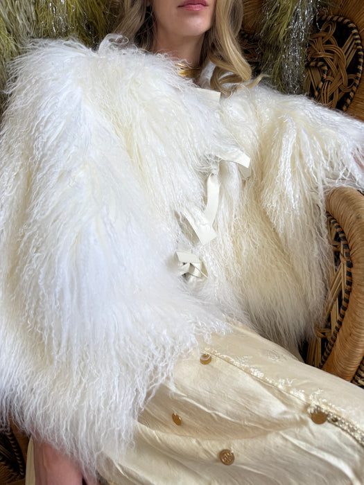 Sadie, 80s Mongolian white fur cape