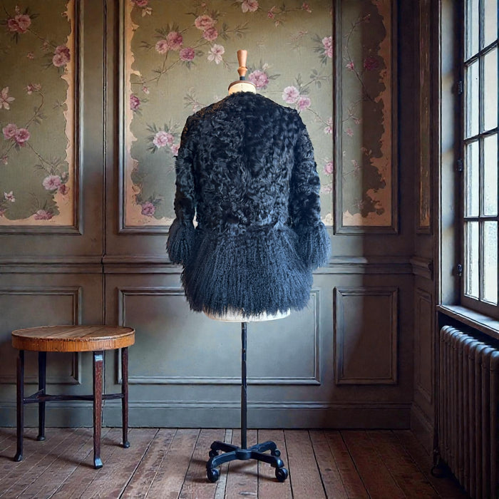 Heidi, vintage black Mongolian fur jacket