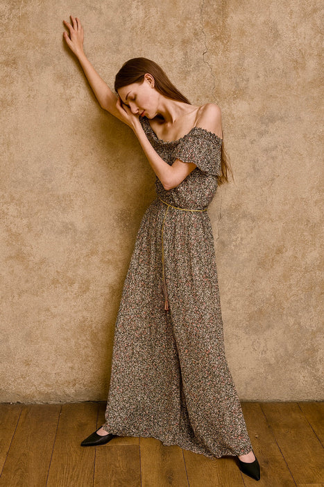 Poppy, 70s pleated floral long dress