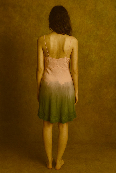 Chai, hand dyed 30s silk slip dress
