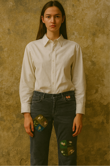 Abigail, 70s Brown patchwork corduroy trousers