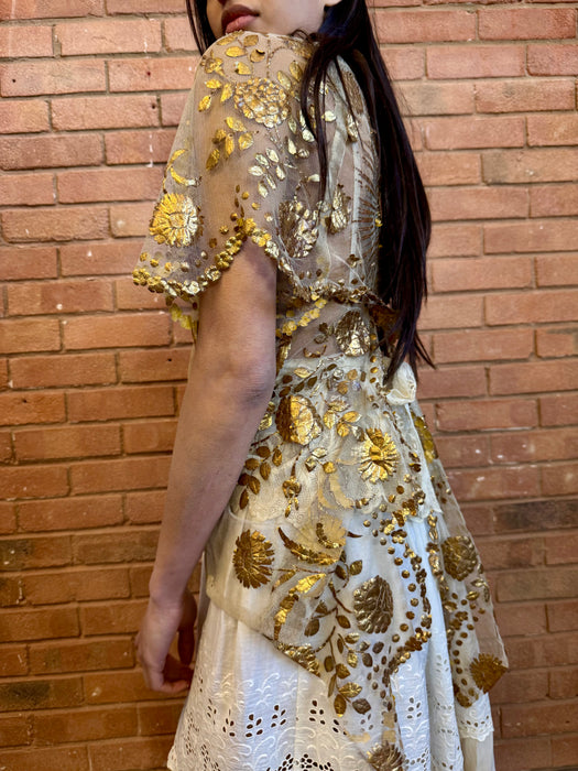 Esther, 20s net and gold floral bolero