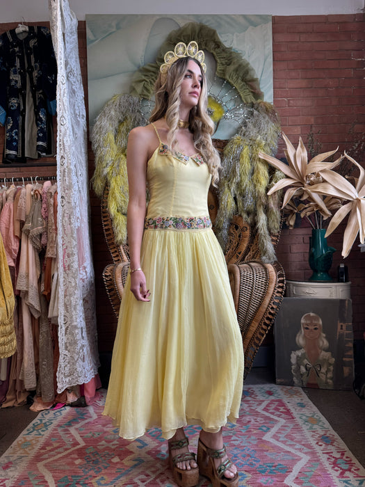 Lora, 40s yellow chiffon dress