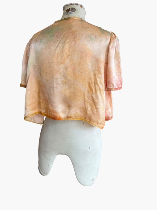 Kaz, 30s hand dyed silk and lace rainbow bolero with necktie