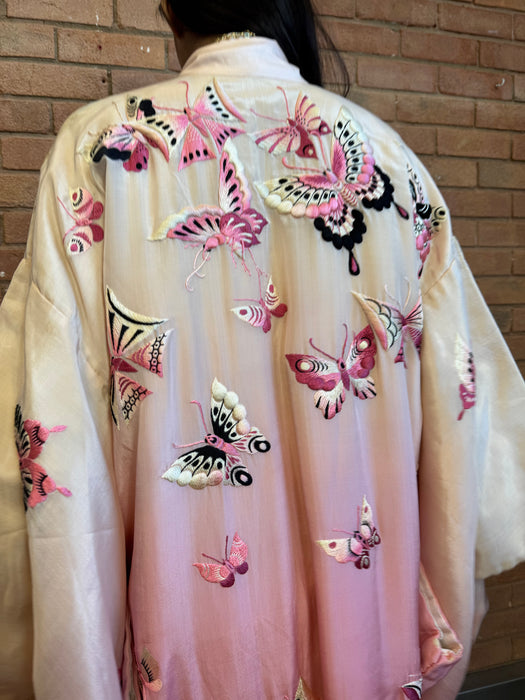 Mariposa, 40s silk ombré embroidered Japanese kimono