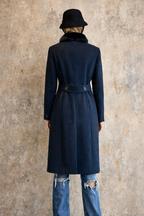 Yves Saint Laurent, 90s black we and fur collar coat