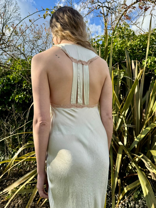 Sofia, 20s pale green silk and lace bias cut dress
