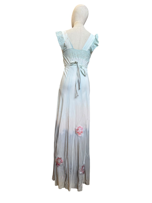 Thea, reworked 30s hand dyed embroidered and lace dress