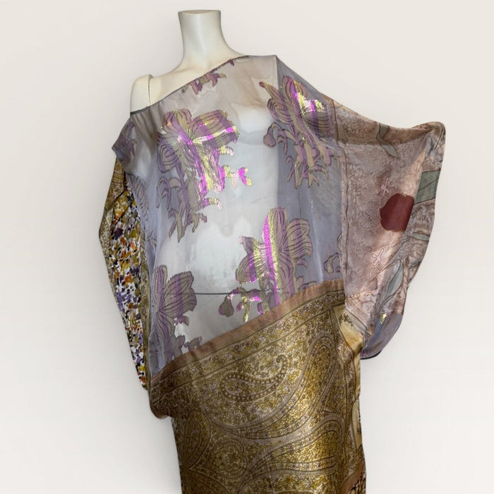 Claudia, reworked reversible vintage silk Kaftan with side leg slip