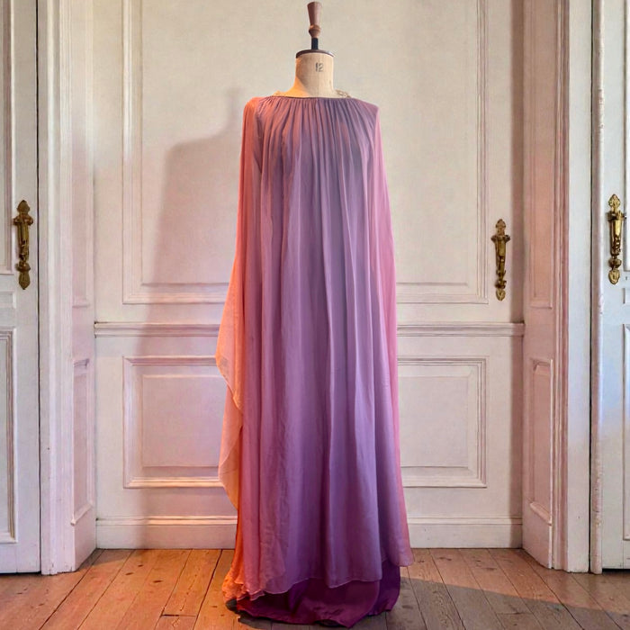 Yuki, for Rembrandt, 70s chiffon ombré antique pink dress