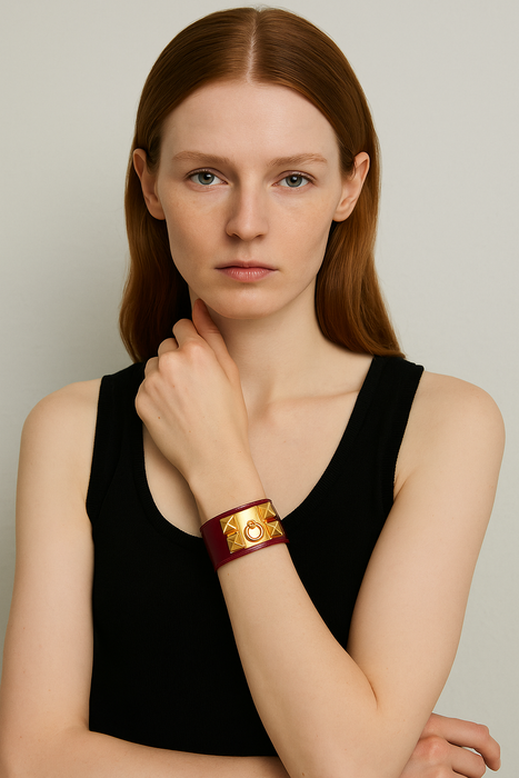 Hermés, collier de chien leather burgundy bracelet