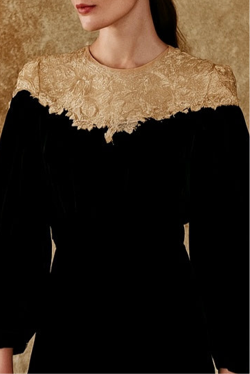 Treena, reworked 30s velvet and lace jumpsuit