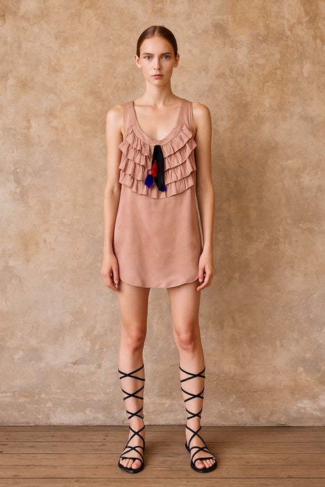 Lanvin 2004, silk short ruffle dress