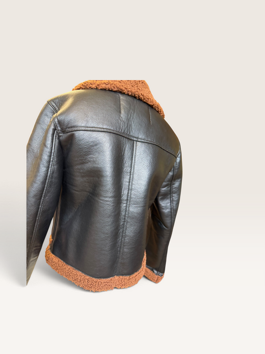 Beacon, faux leather teddy lined brown jacket