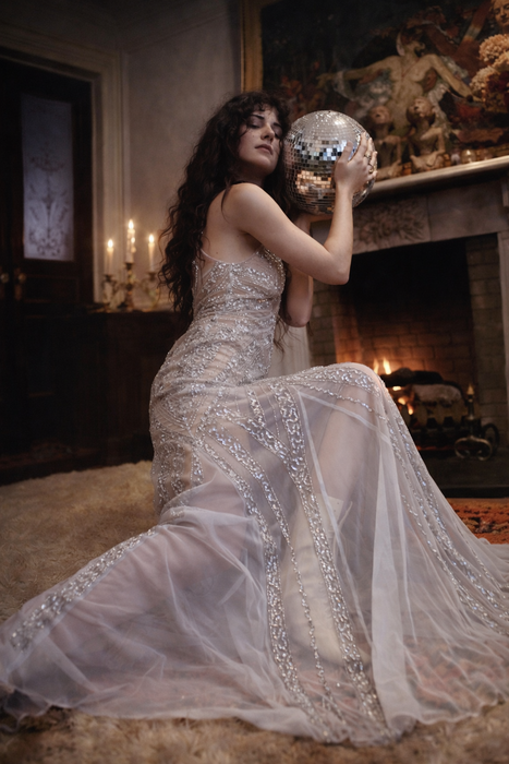 Tara, a 90s iridescent sequins and tulle dress.