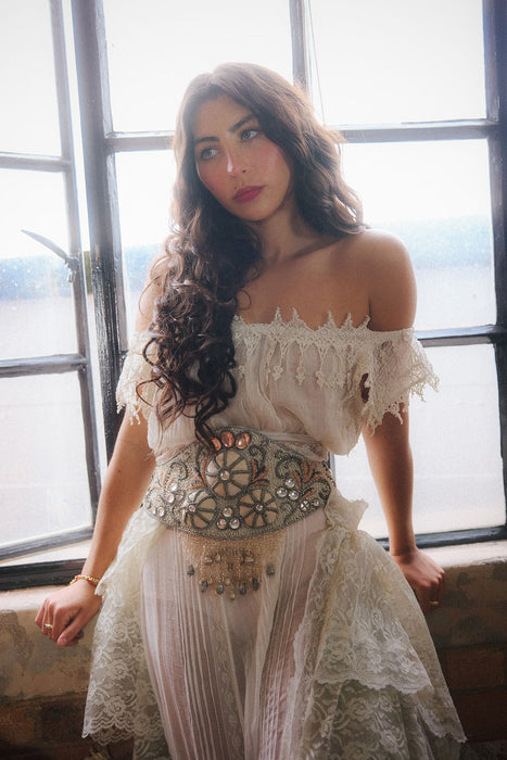 Glaze, Victorian reworked cotton and lace tiered dress