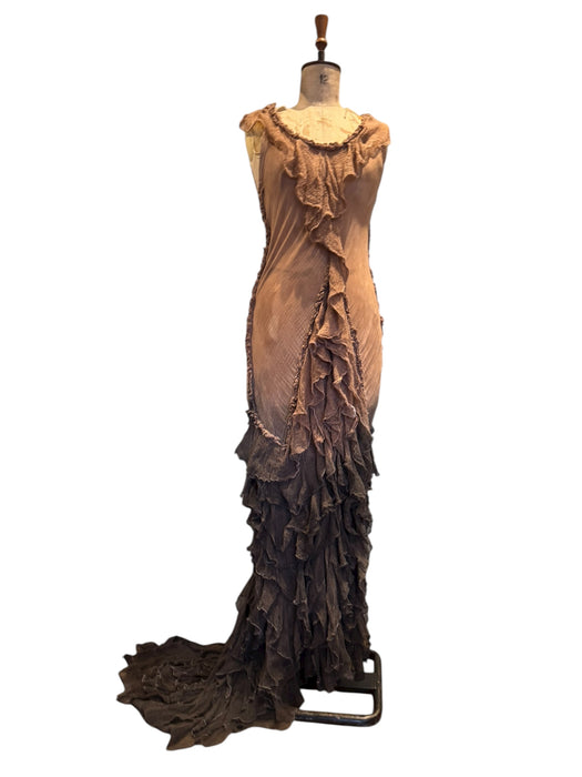 Anita, hand dyed vintage fishtail ombré muslin tiered dress