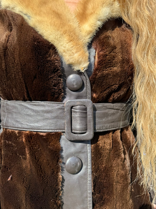 Georgia, 70s fur and leather bicolour jacket