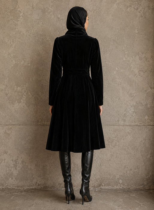 Ossie Clark, 1970s black velvet equestrian style coat