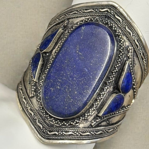 Lydia, Antique Native American lapis metal cuff
