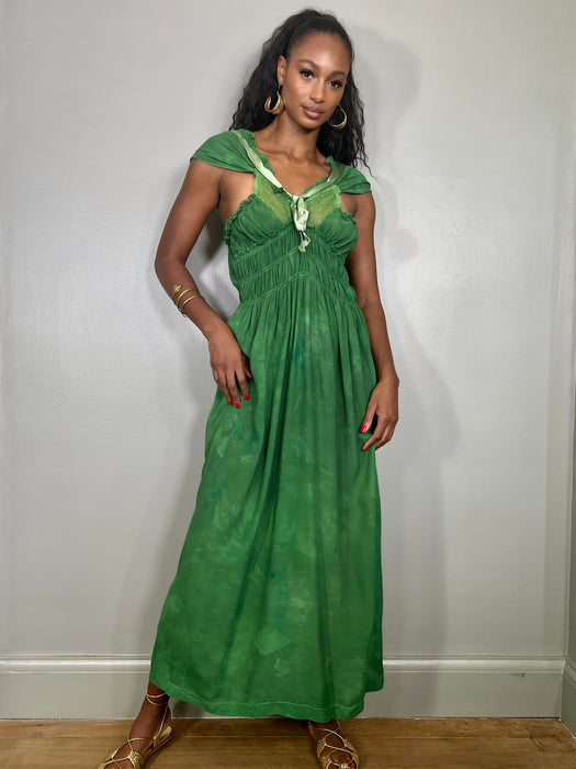 Esmeralda, 30s dress hand dyed in emerald green