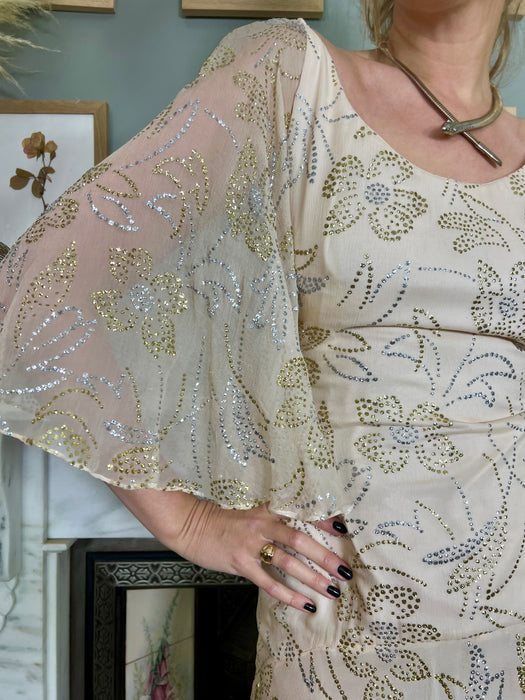 Safia, 70s cream chiffon sparkly dress