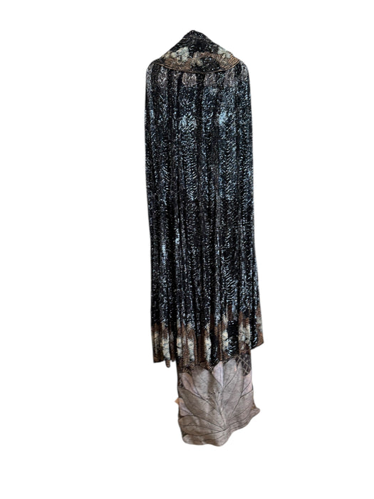 Tilly, original 20s black sequins long cape with beaded florals