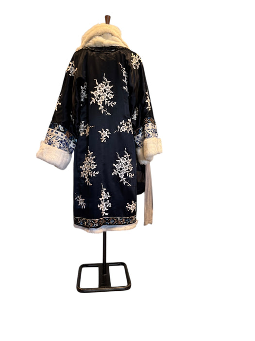 Omnia, 30s silk embroidered reversible fur coat