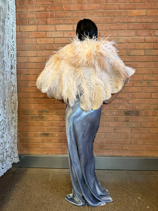 Aida, 30s light peach ostrich feather cape