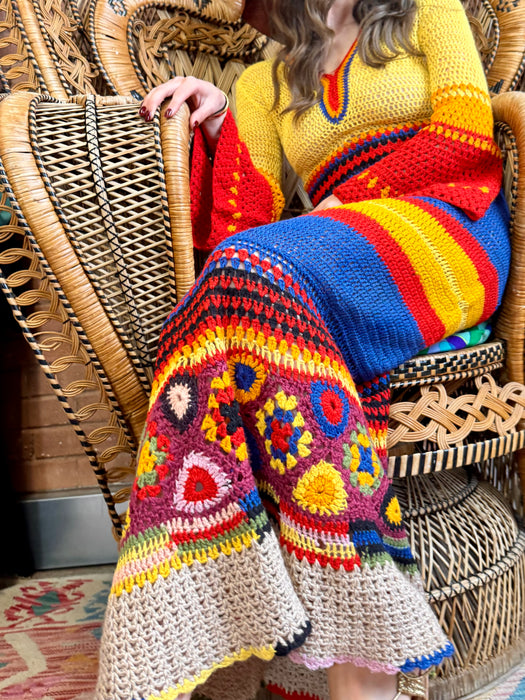 Jodie, 70s crochet long dress
