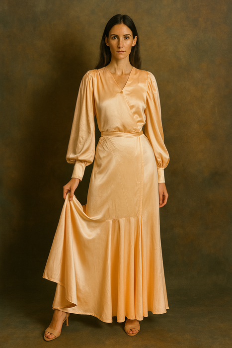 Norma Kamala, 80s silk blouse and wrap skirt