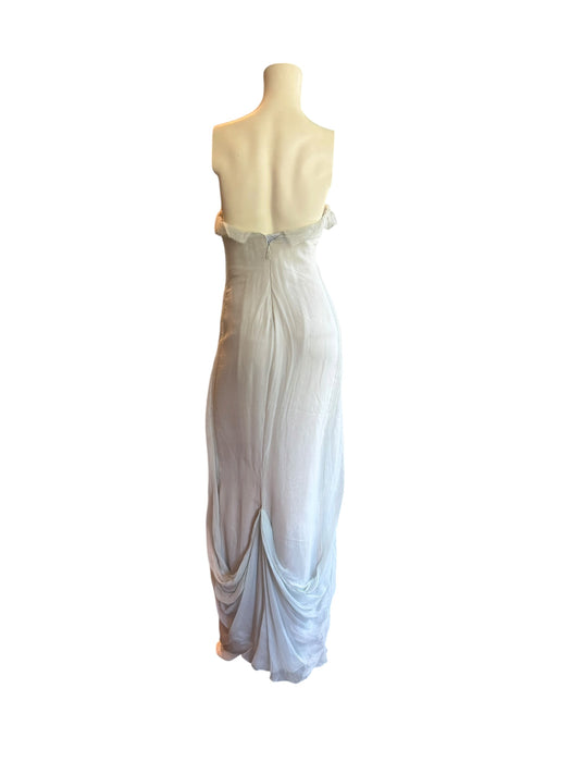 J Mendel, duck egg blue, chiffon draped corseted dress