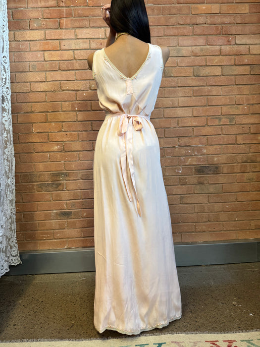 Tabitha, 20s silk bias cut dress with hand made florals