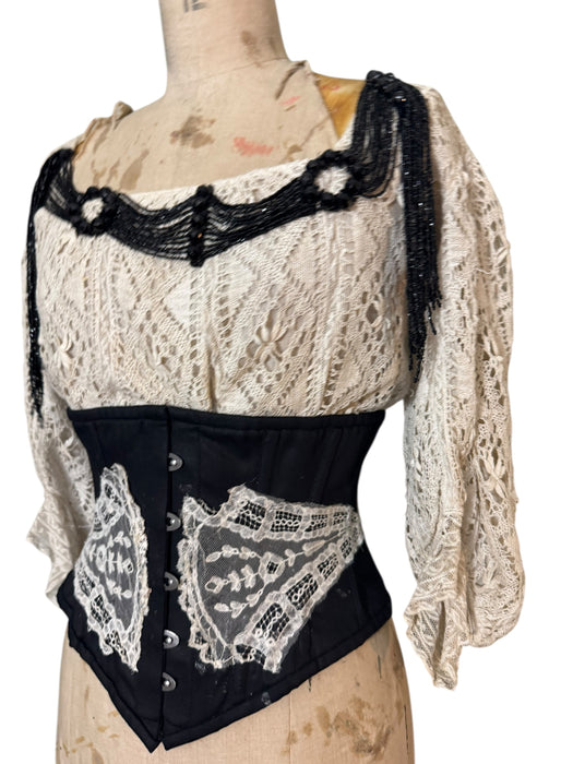 Astor, reworked Victorian corseted beaded blouse